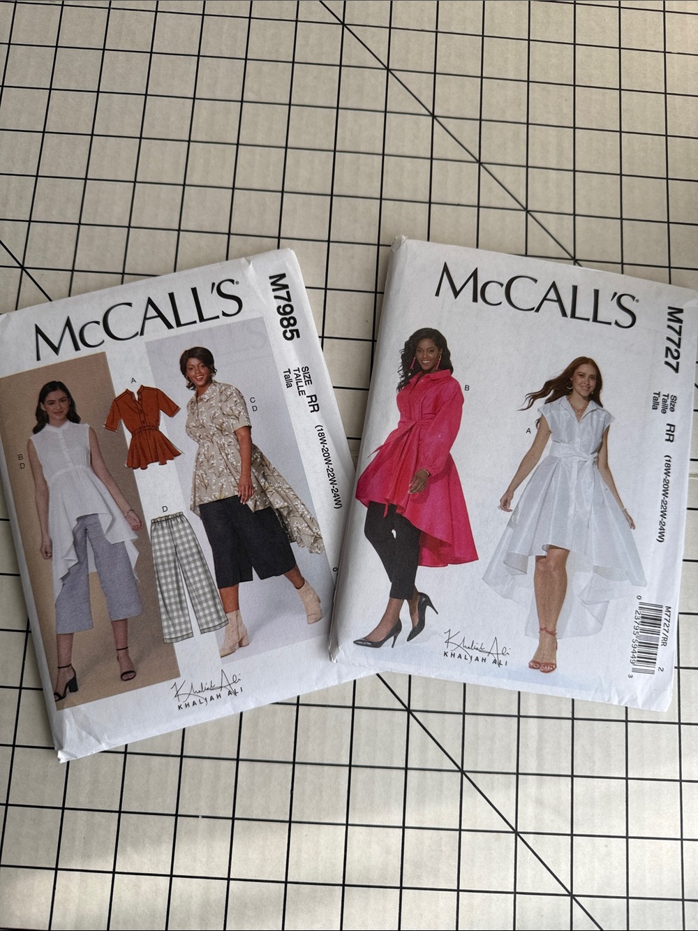 Lot of 2 McCall’s Khaliah Ali Plus Size Sewing Patterns RR 18W-24W Uncut M7727